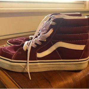 Deep red high top vans